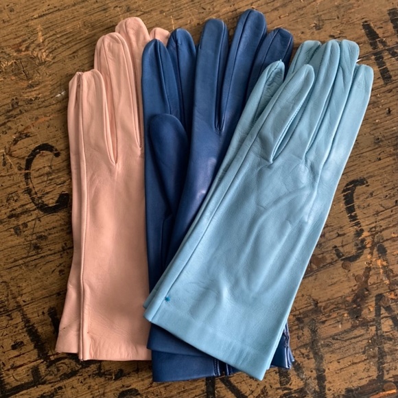 NEW Light Blue Italian Leather Driving Gloves- Unlined - Picture 3 of 5